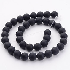 Frosted Natural Black Agate Beads Strands